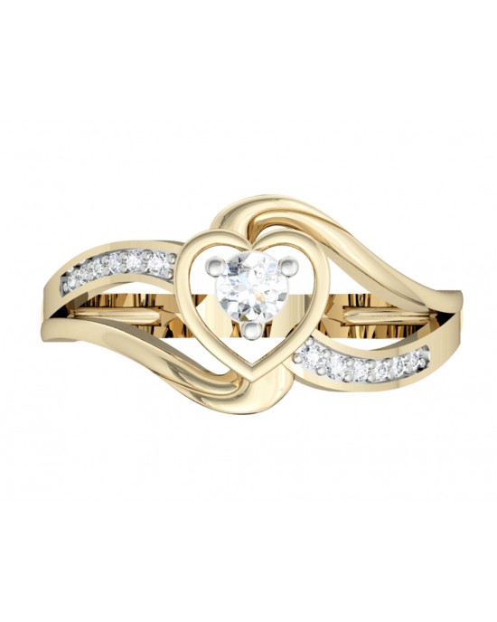 Romantic Solitaire Diamond Heart Ring