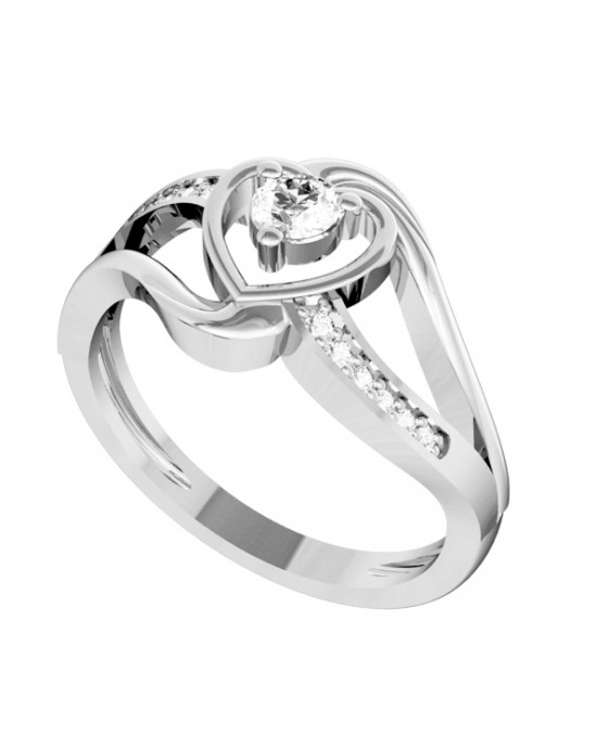 Romantic Solitaire Diamond Heart Ring