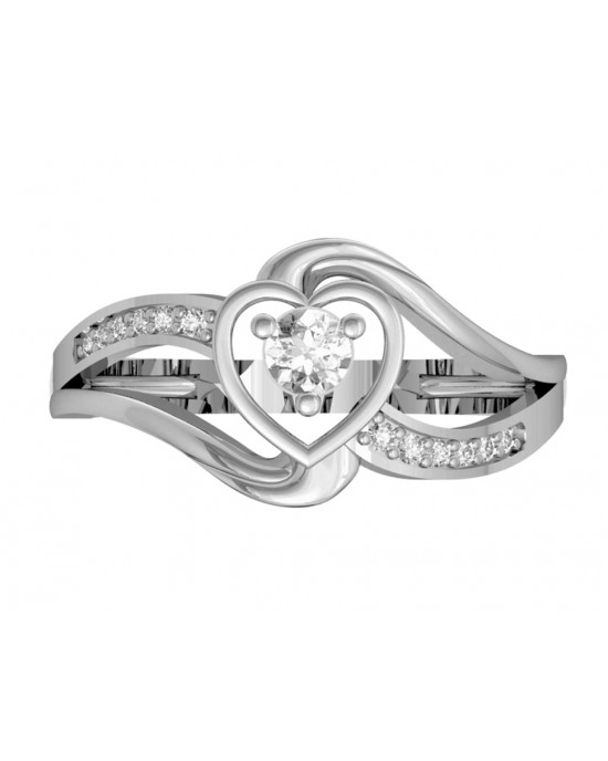 Romantic Solitaire Diamond Heart Ring