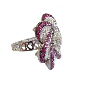 Ruby Diamond Cocktail ring in Gold