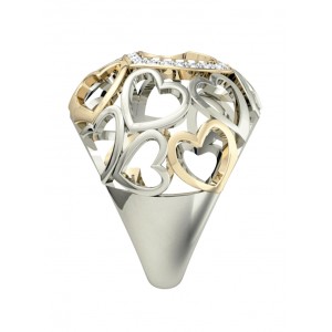 Wide diamond Heart Band