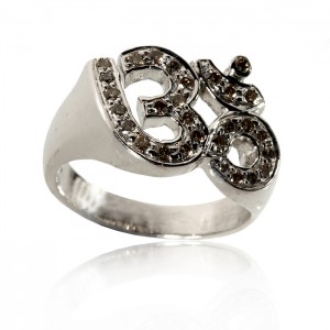 Om Ring In Silver With Diamond