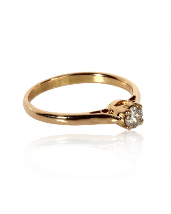 Curved gold stack ring single diamond - Formia Design Custom Jewelry