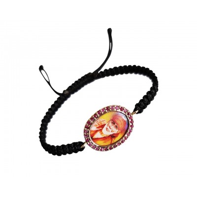 Auspicious Sai Ram bracelet in gold with rubies