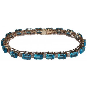 Blue Topaz & Diamond Bracelet