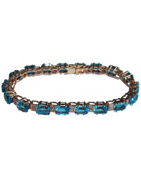 Blue Topaz & Diamond Bracelet