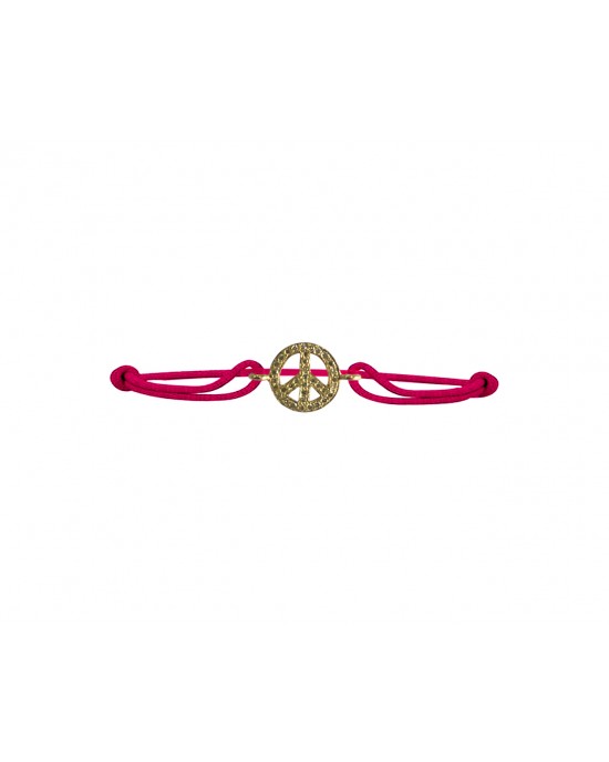 Peace sign bracelet in gold with diamonds