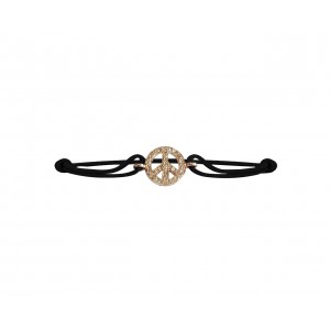 Peace sign bracelet in gold with diamonds