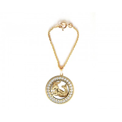 Capricorn Zodiac Watch Charm in 14k gold with diamonds