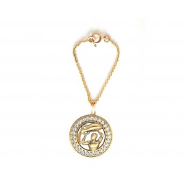 Aquarius Zodiac Watch Charm in 14k gold with diamonds