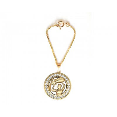 Aquarius Zodiac Watch Charm in 14k gold with diamonds