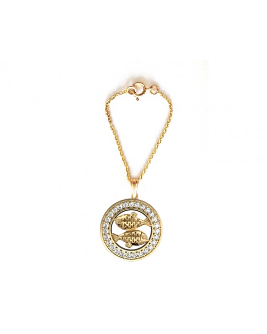 Pisces Zodiac Watch Charm in 14k gold with diamonds