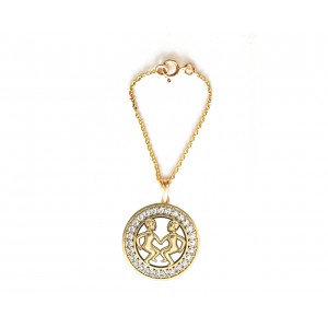 Gemini Zodiac Watch Charm in 14k gold with diamonds