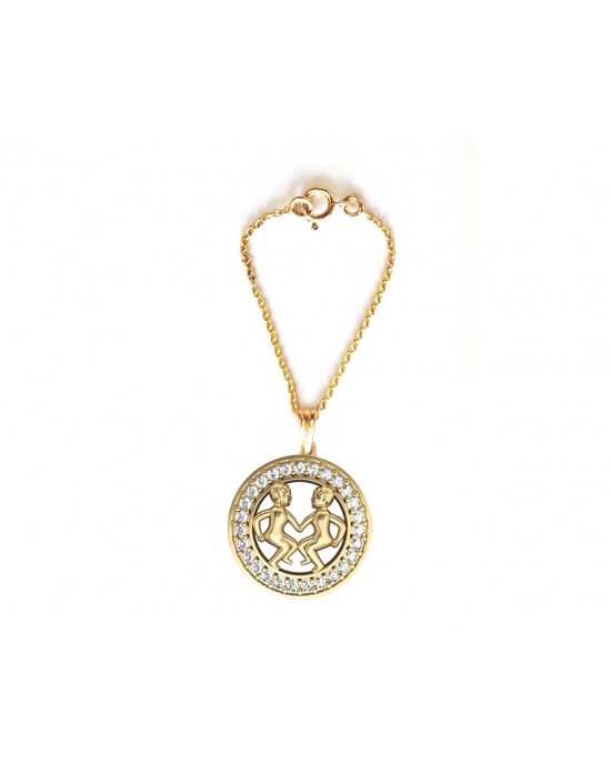 Gemini Zodiac Watch Charm in 14k gold with diamonds