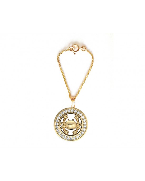 Cancer Zodiac Watch Charm in 14k gold with diamonds