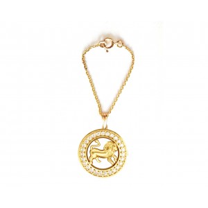 Leo Zodiac Watch Charm in 14k gold with diamonds