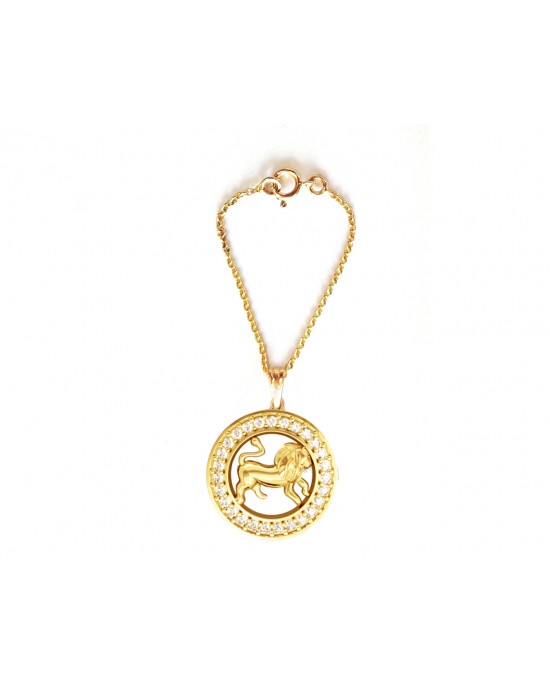 Leo Zodiac Watch Charm in 14k gold with diamonds