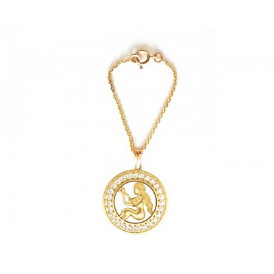 Pisces Zodiac Watch Charm in 14k gold with diamonds