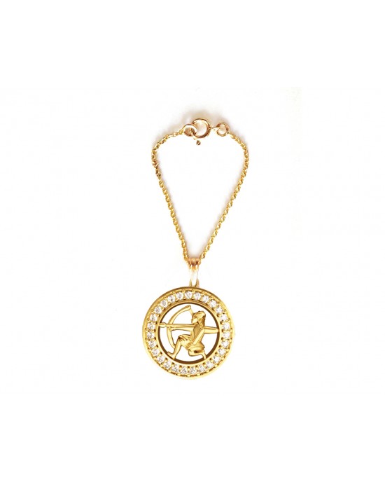 Saggitarius Zodiac Watch Charm in 14k gold with diamonds
