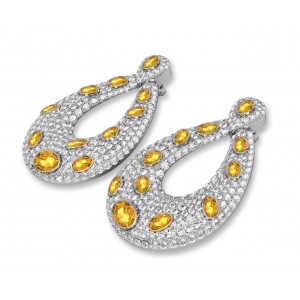 Abeena Party wear Diamond Look Silver Danglers