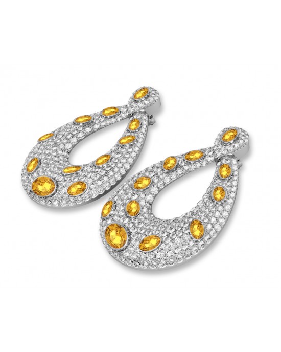 Abeena Party wear Diamond Look Silver Danglers