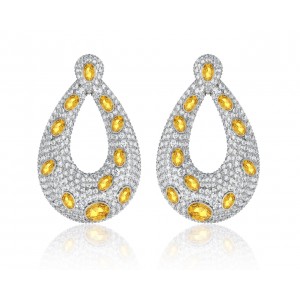 Abeena Party wear Diamond Look Silver Danglers