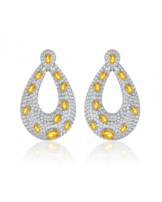 Abeena Party wear Diamond Look Silver Danglers