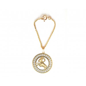 Aries Zodiac Watch Charm in 14k gold with diamonds