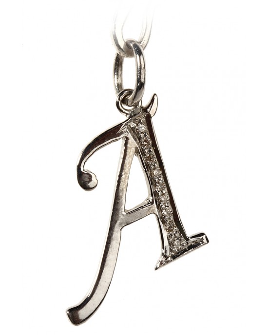 Alphabet A pendant with Diamonds