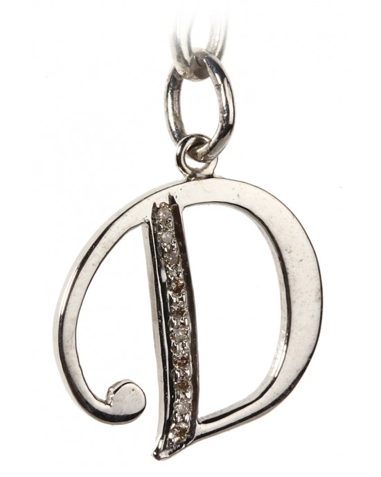 Alphabet D pendant with diamonds