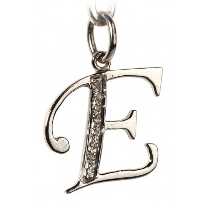 Alphabet E pendant with diamonds