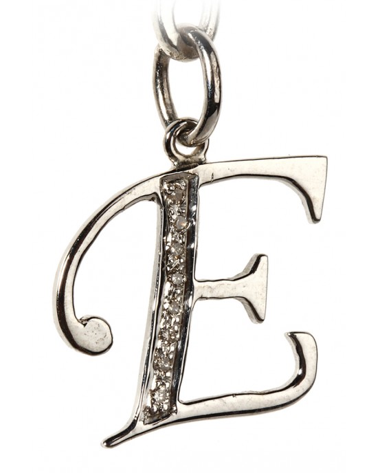 Alphabet E pendant with diamonds