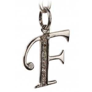 Alphabet F pendant with diamonds