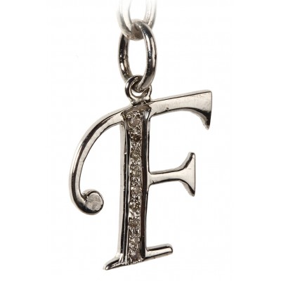 Alphabet F pendant with diamonds