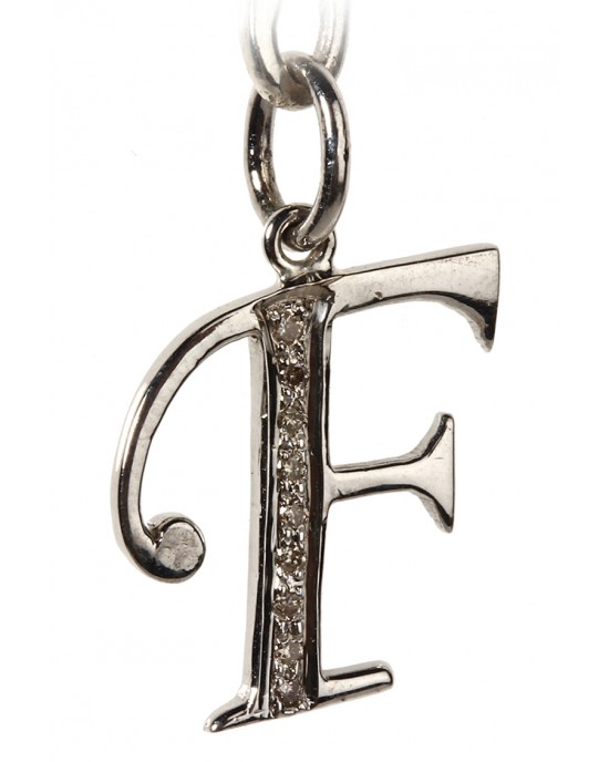 Alphabet F pendant with diamonds