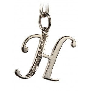 Alphabet H pendant with diamonds