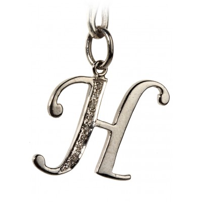 Alphabet H pendant with diamonds