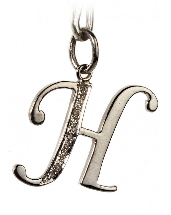 Alphabet H pendant with diamonds