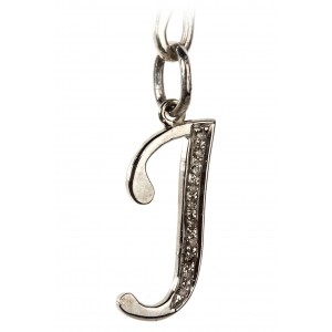 Alphabet J pendant with diamonds