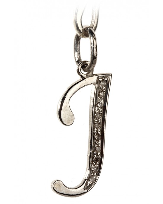 Alphabet J pendant with diamonds