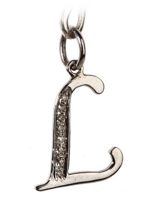 Alphabet L pendant with diamonds