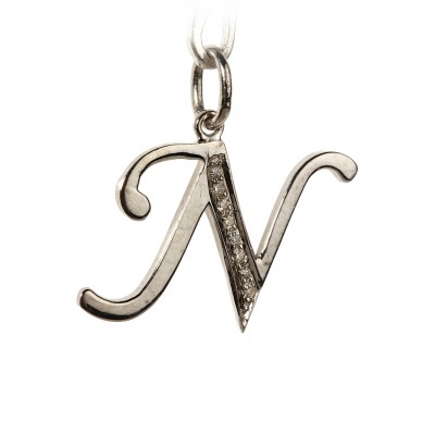 Alphabet N pendant with diamonds