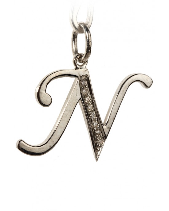 Alphabet N pendant with diamonds