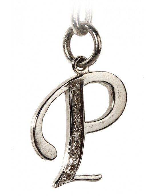 Alphabet P pendant with diamonds