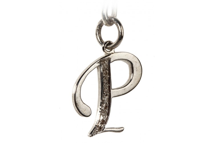Alphabet P pendant with diamonds
