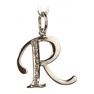 Alphabet R pendant with diamonds