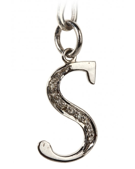 Alphabet S pendant with diamonds