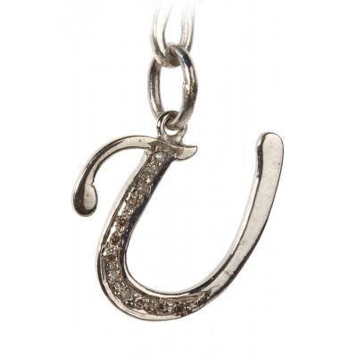 Alphabet U pendant with diamonds