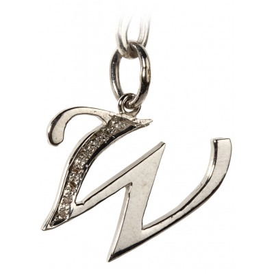 Alphabet W pendant with diamonds