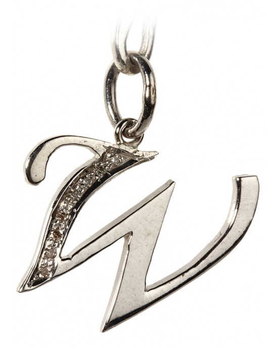 Alphabet W pendant with diamonds